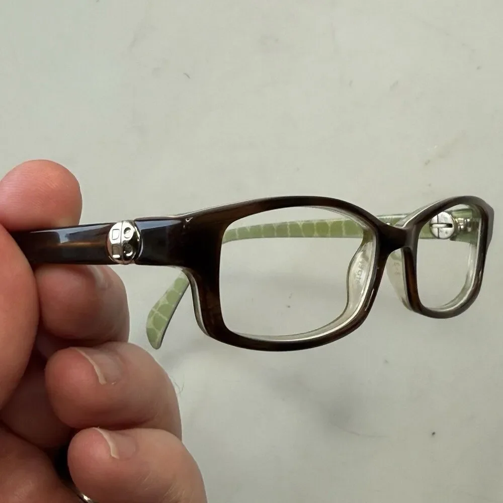 Kate Spade Ladies Green Brown Eyeglass Frames 130mm Case Prescription Frames EUC